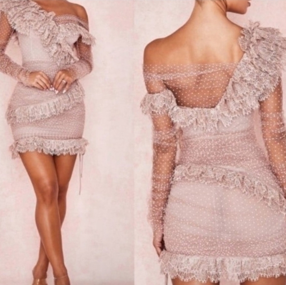 House of CB Pink Lace Mini Dress